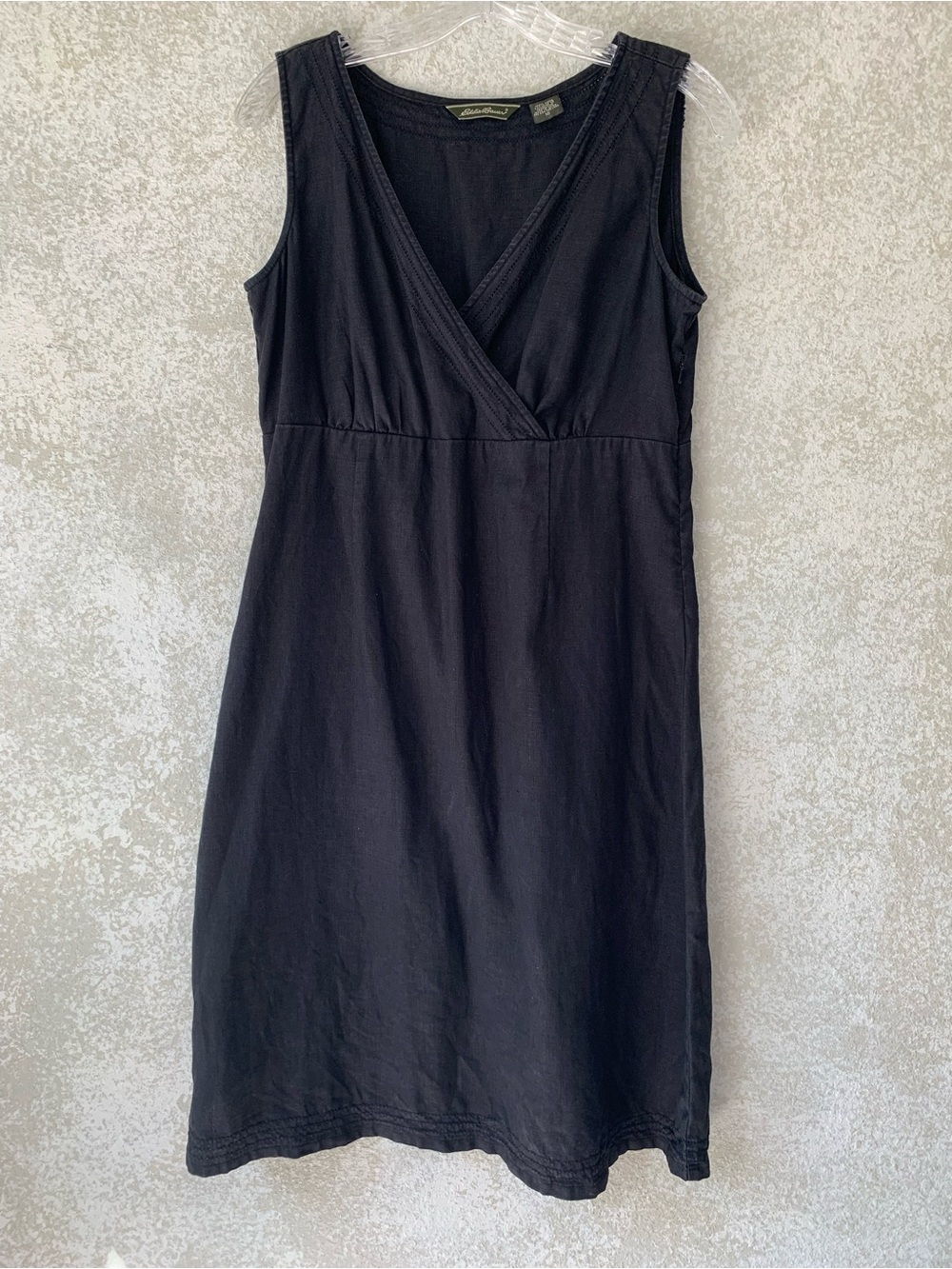 Eddie Bauer Black Sleeveless V-Neck Wrap Dress 10 Linen